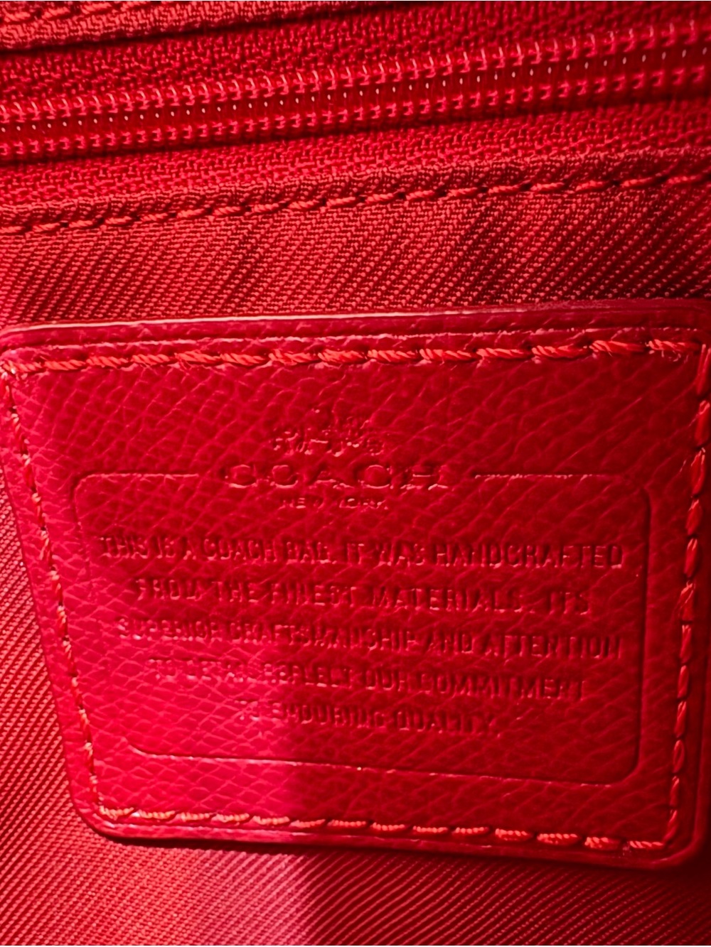 COACH, Red Leather Turnlock Tote with Tag - Picture 5 of 13